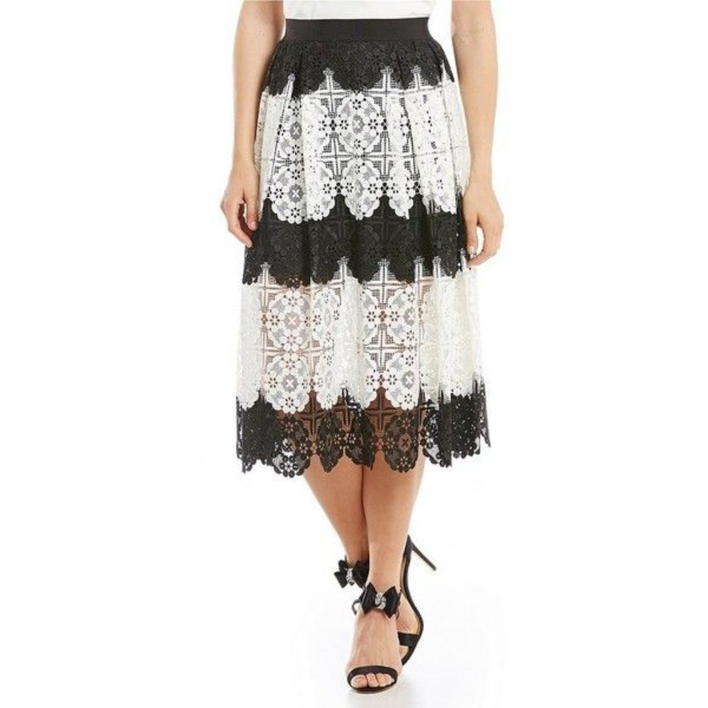 Badgley Mischka Belle Rabia - Lace Pleated Skirt 2